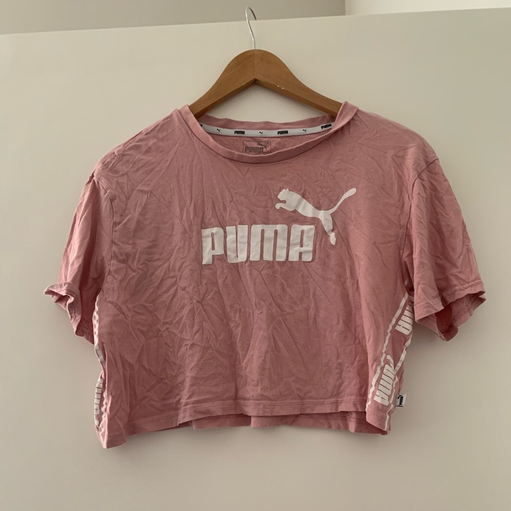 Pink puma crop tshirt size medium
